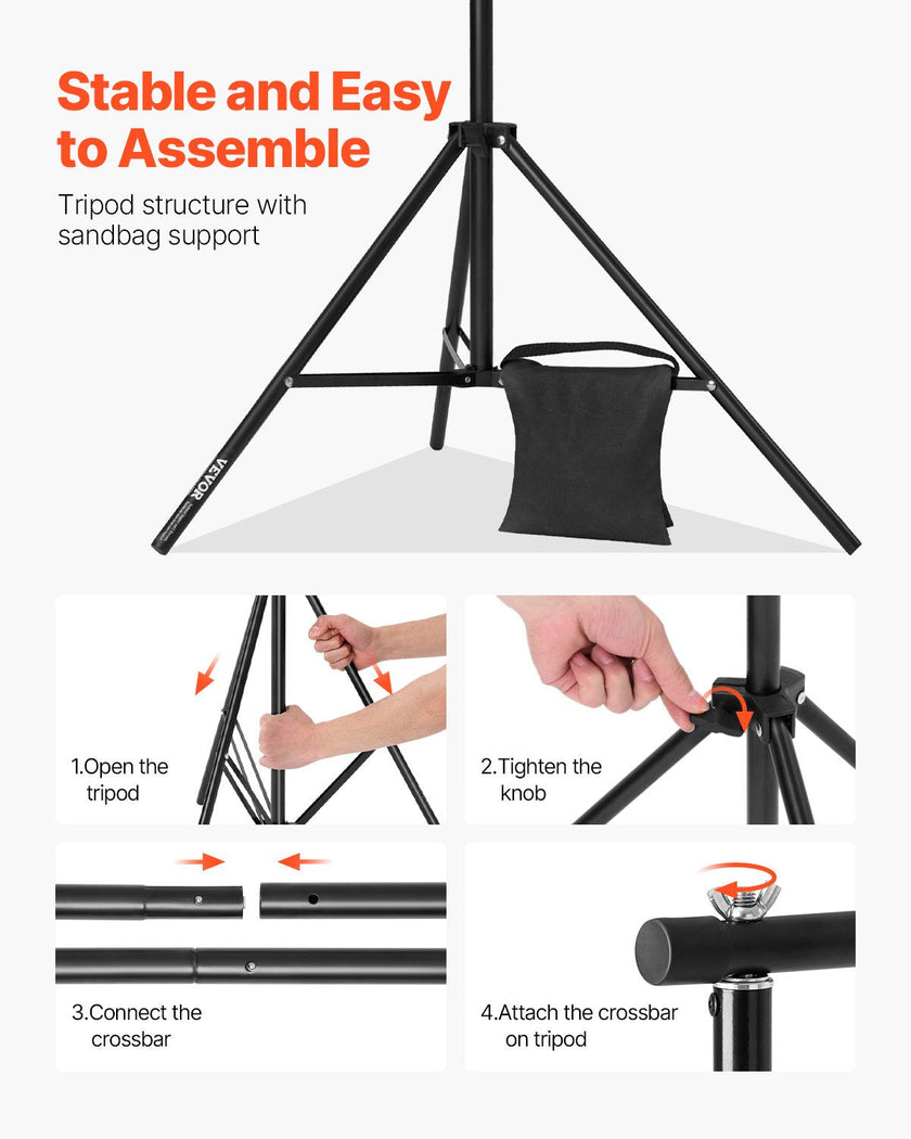VEVOR Backdrop Stand Background Stand Kit 10 x 10 ft for Party & Photo Studio
