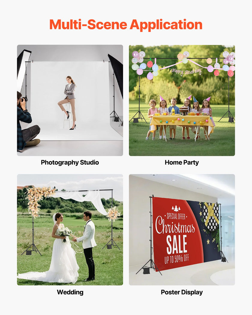VEVOR Backdrop Stand Background Stand Kit 10 x 10 ft for Party & Photo Studio