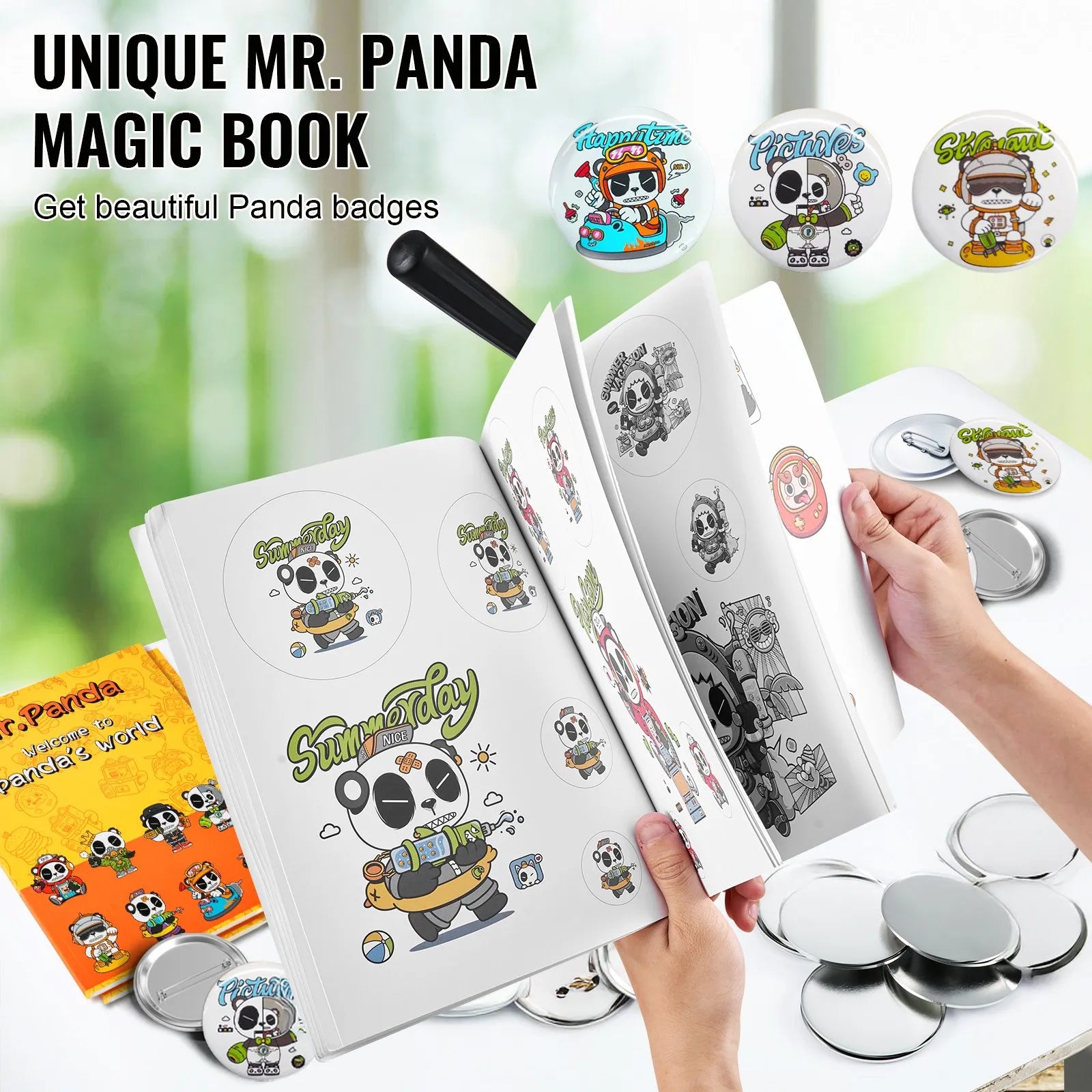 VEVOR Button Maker Machine, 75 mm (3 inch) Badge Punch Press Kit, Children DIY Gifts Pin Maker, Button Making Supplies with 500pcs Button Parts & Circle Cutter & Magic Book