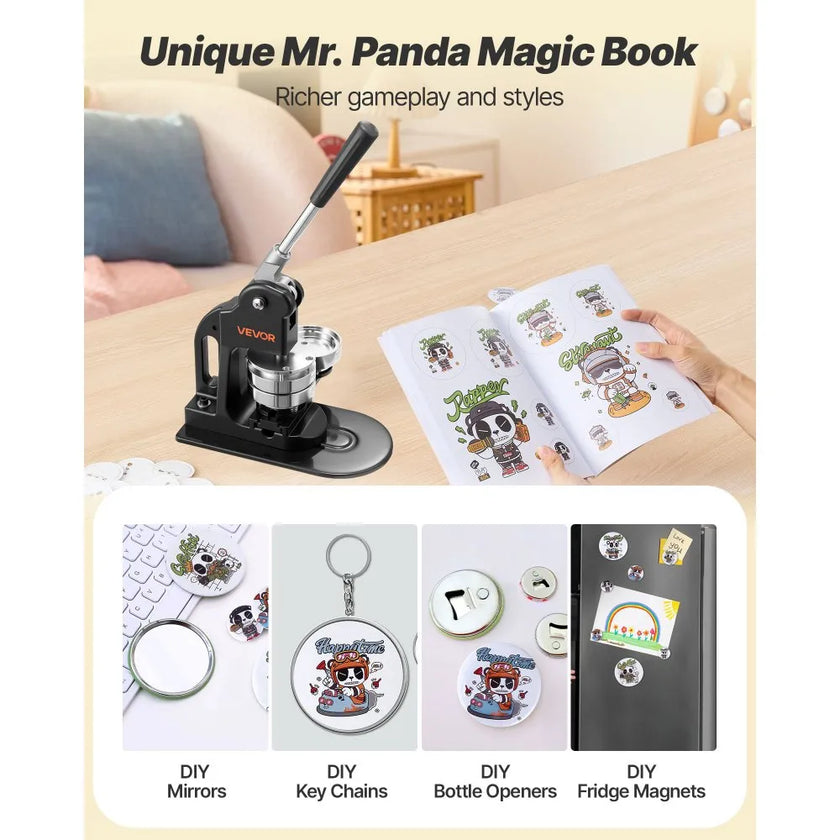 VEVOR 3-Inch Button Maker Machine Kit with 500 Button Parts – Pin & Badge Press, Black