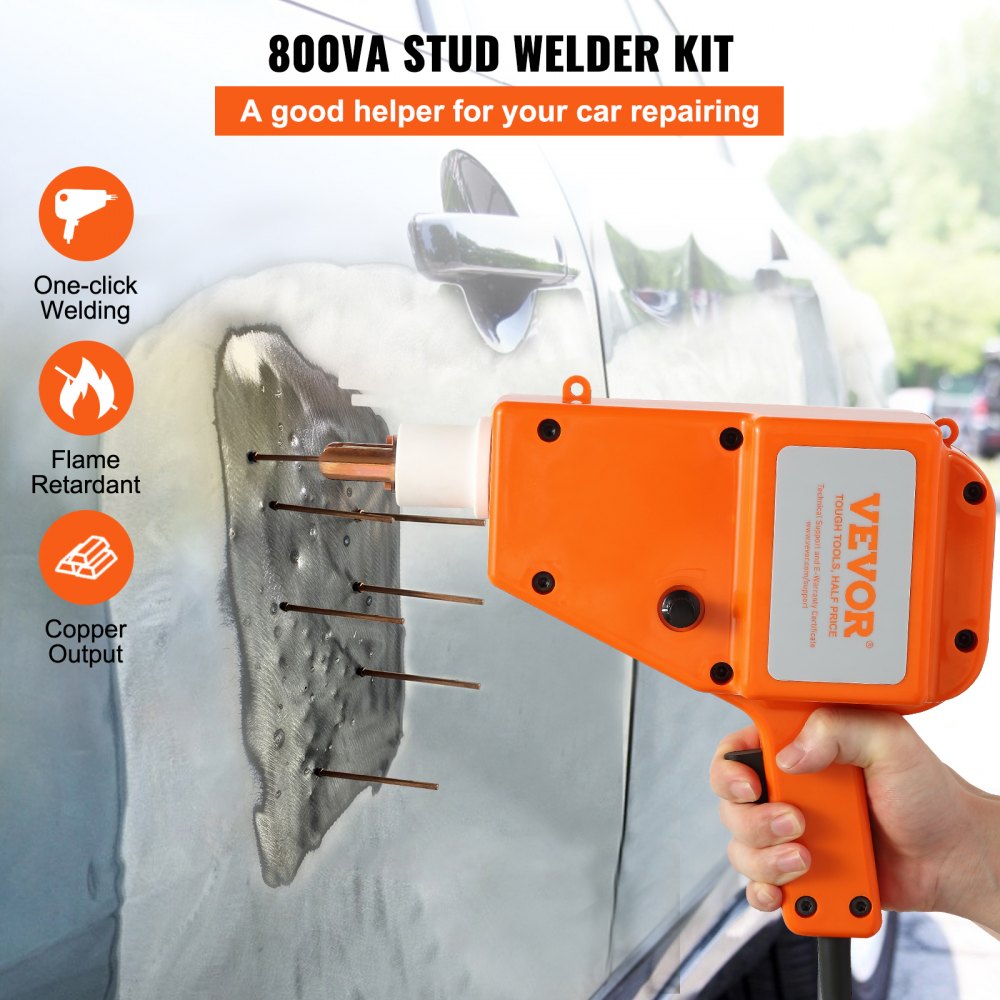 VEVOR Stud Welder Kit, 5500 Stud Welder Dent Repair Kit, 800VA Spot Welder Stud, 110V Welder Stud Kit, Stud Gun Dent Puller Kit with Complete Accessories, Dent Welder Repair for Auto Body Repairing