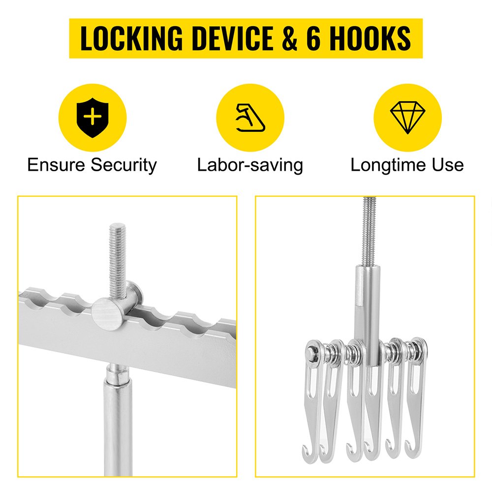 VEVOR Dent Pull Lever Bar 6 Claw Hook Dent Puller Single Leg Lifter Portable Dent Pull Bar Aluminum Alloy for Car Dent Repairing