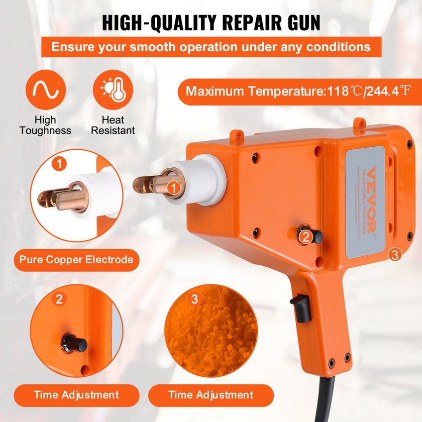 VEVOR Stud Welder Kit, 1600A Stud Welder Dent Repair Kit, 800VA Spot Welder Stud, 110V Welder Stud Kit, Stud Gun Dent Puller Kit with Complete Accessories, Dent Welder Repair for Auto Body Repairing