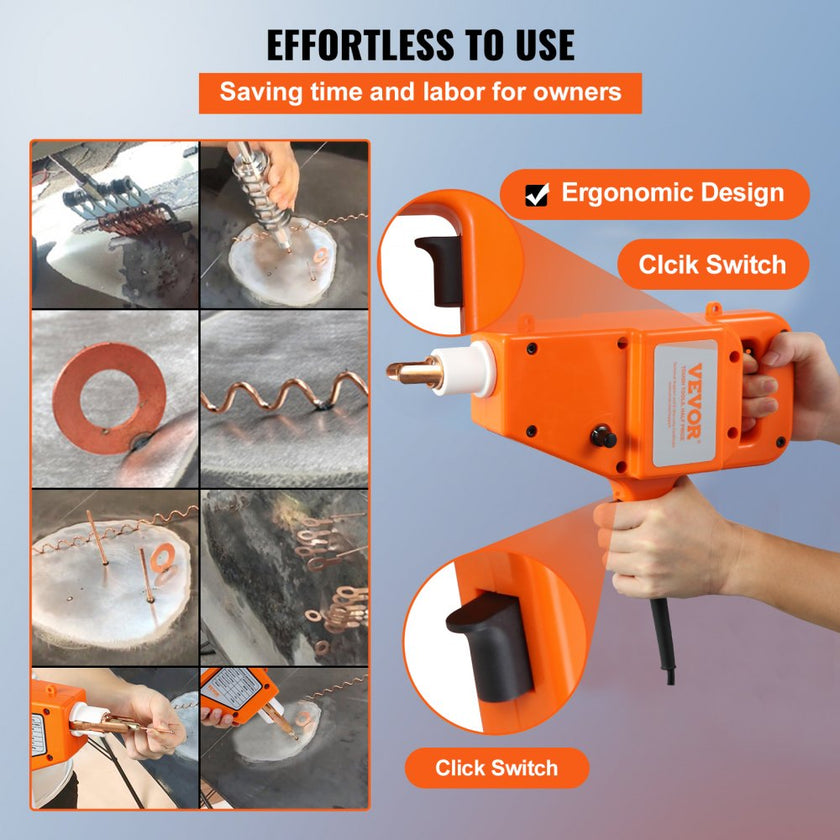 VEVOR Stud Welder Kit, 1600A Stud Welder Dent Repair Kit, 800VA Spot Welder Stud, 110V Welder Stud Kit, Stud Gun Dent Puller Kit with Complete Accessories, Dent Welder Repair for Auto Body Repairing