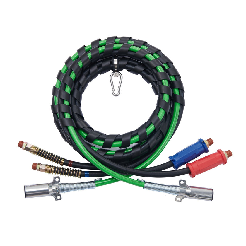 VEVOR 15FT Semi Truck Air Lines Kit with 2PCS Glad Hands, 3-in-1 Air Hoses & 7 Way ABS Electric Power Line, with 2PCS Gladhand Handles, 4PCS Seals and Tender Spring Kit for Semi Truck Trailer Tractor