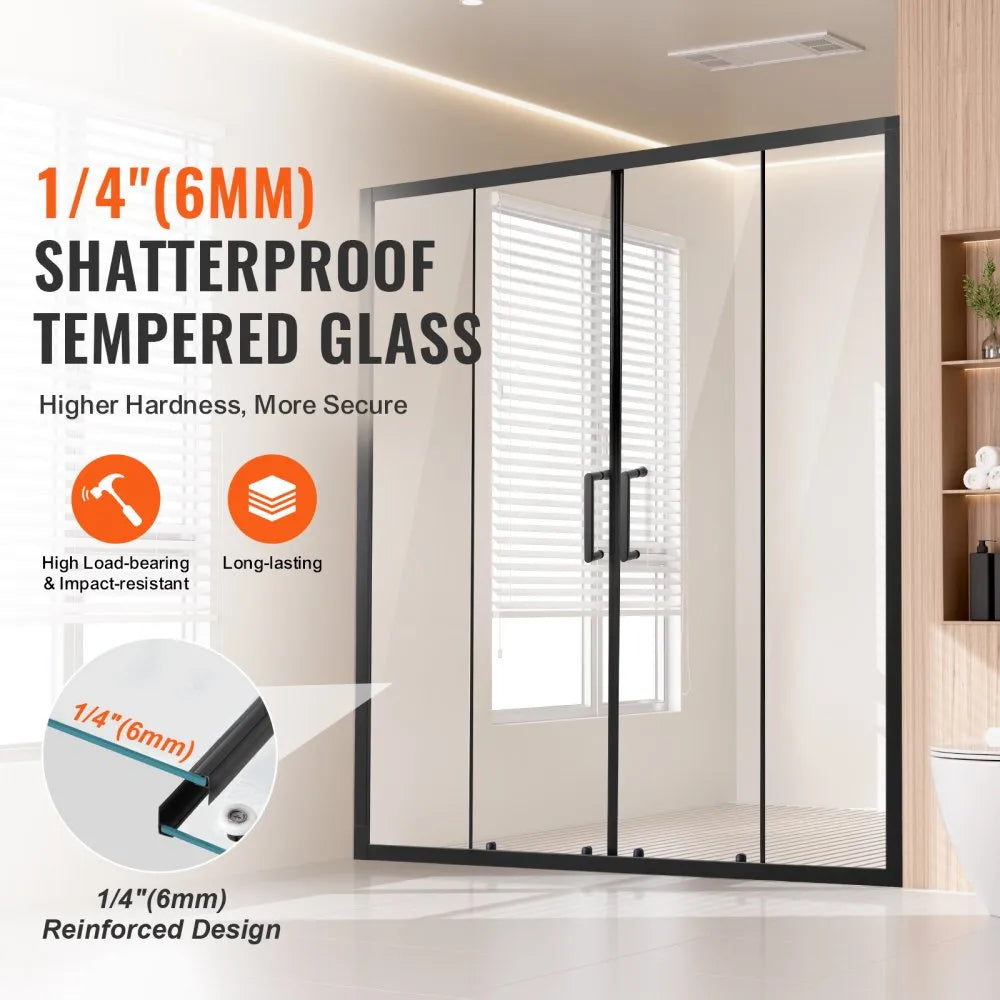 Semi-Frameless Sliding Shower Door 57.8–59