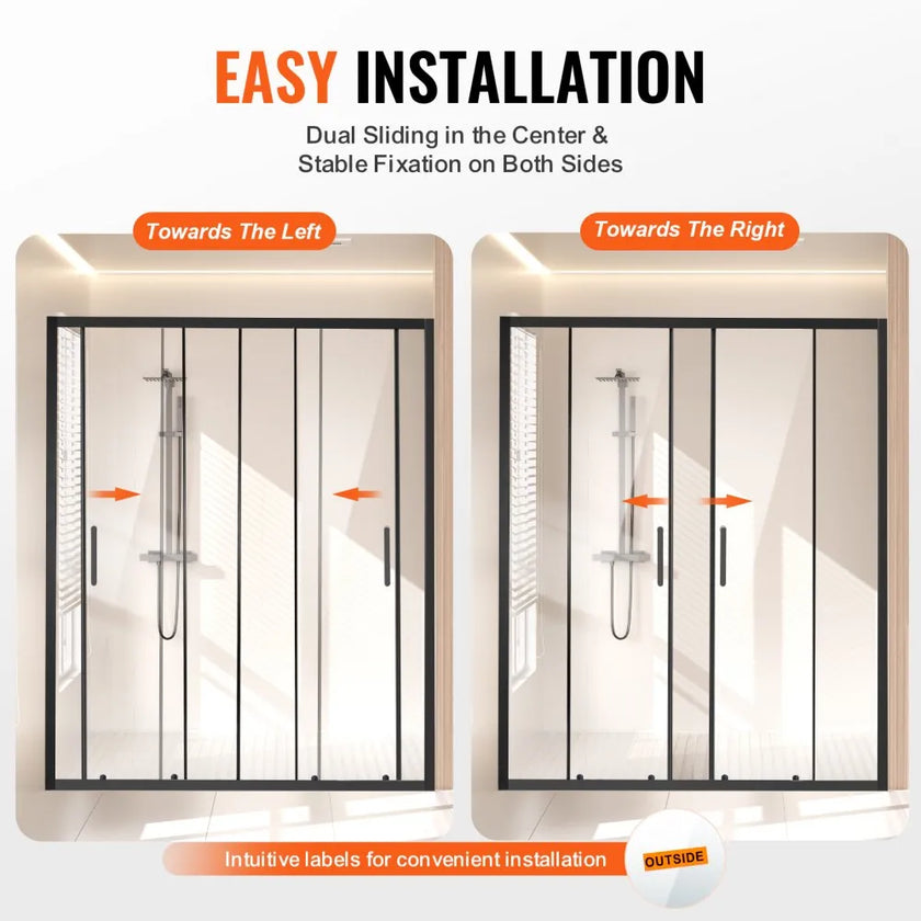 Semi-Frameless Sliding Shower Door 57.8–59