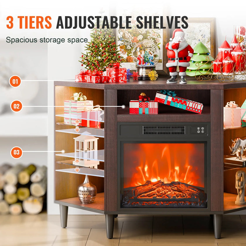 VEVOR Electric Fireplace TV Stand Corner TV Stand for TVs up to 50