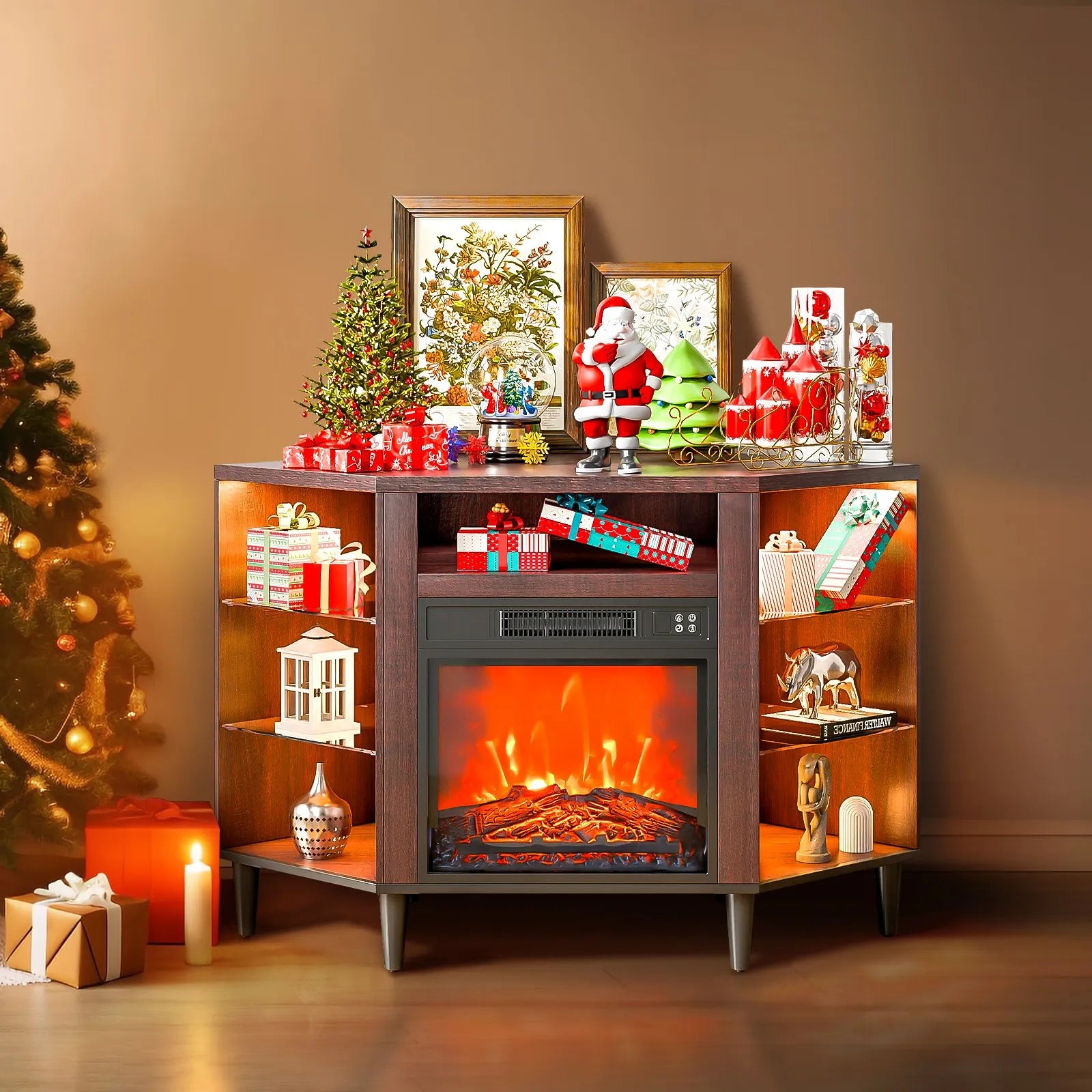 VEVOR Electric Fireplace TV Stand Corner TV Stand for TVs up to 50