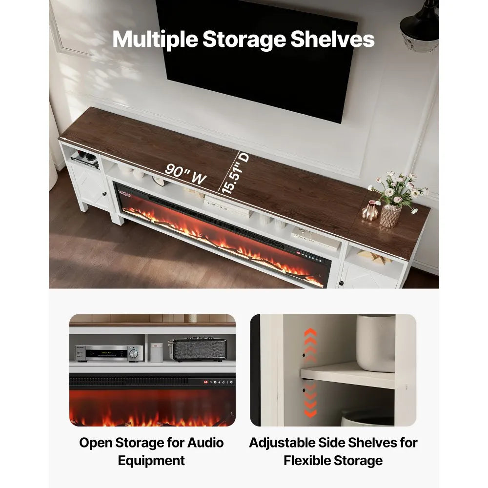Farmhouse Fireplace TV Stand – 90