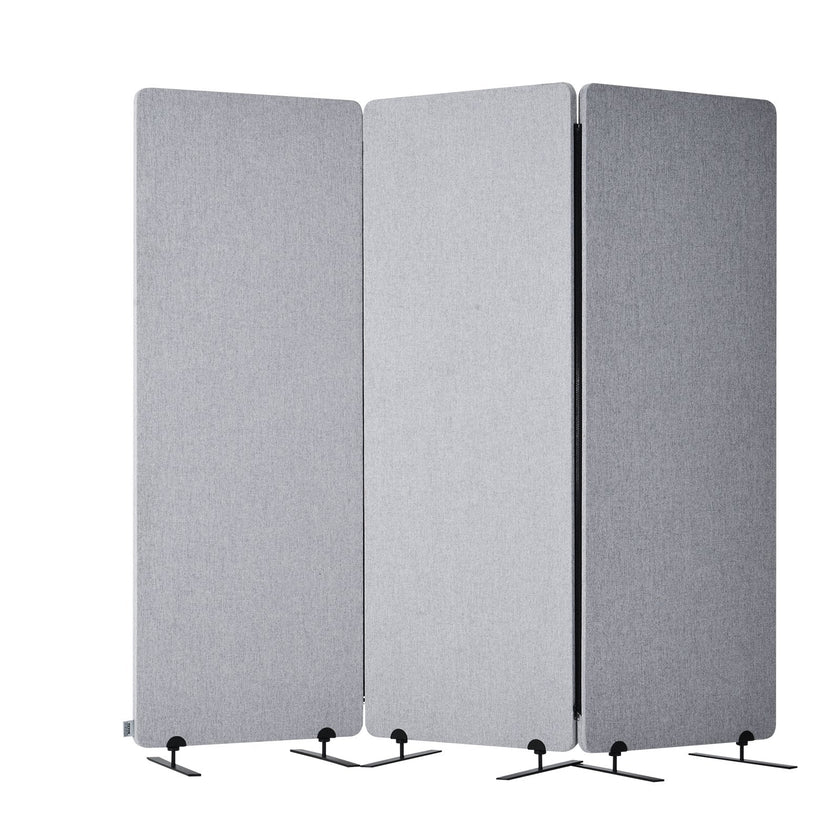 VEVOR 2FT Room Divider 3 Panels PET Polyester Soundproof Privacy Screen Grey