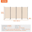 VEVOR Room Divider 4 Panels Fabric Room Privacy Screen for Office Bedroom Beige
