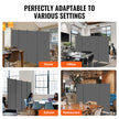 VEVOR Room Divider 4 Panels Fabric Room Privacy Screen for Office Bedroom Grey