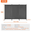 VEVOR Room Divider 3 Panels Fabric Room Privacy Screen for Office Bedroom Grey