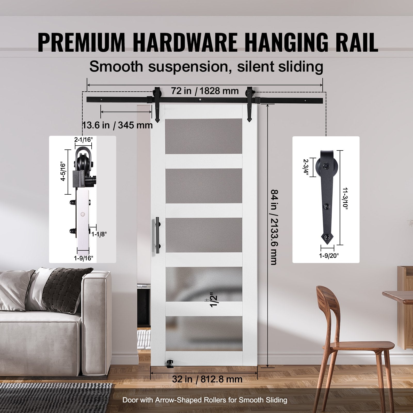 VEVOR Barn Door and Hardware Kit, 32