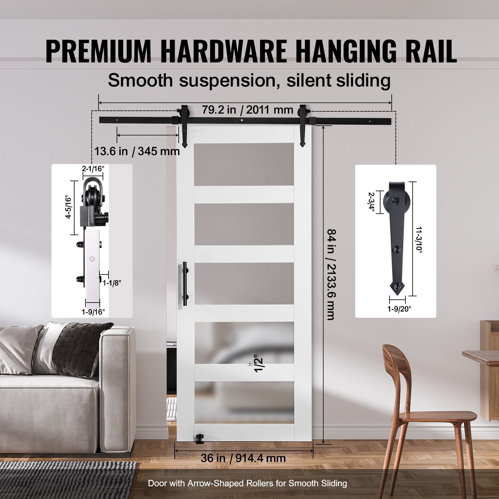 VEVOR Barn Door and Hardware Kit, 36