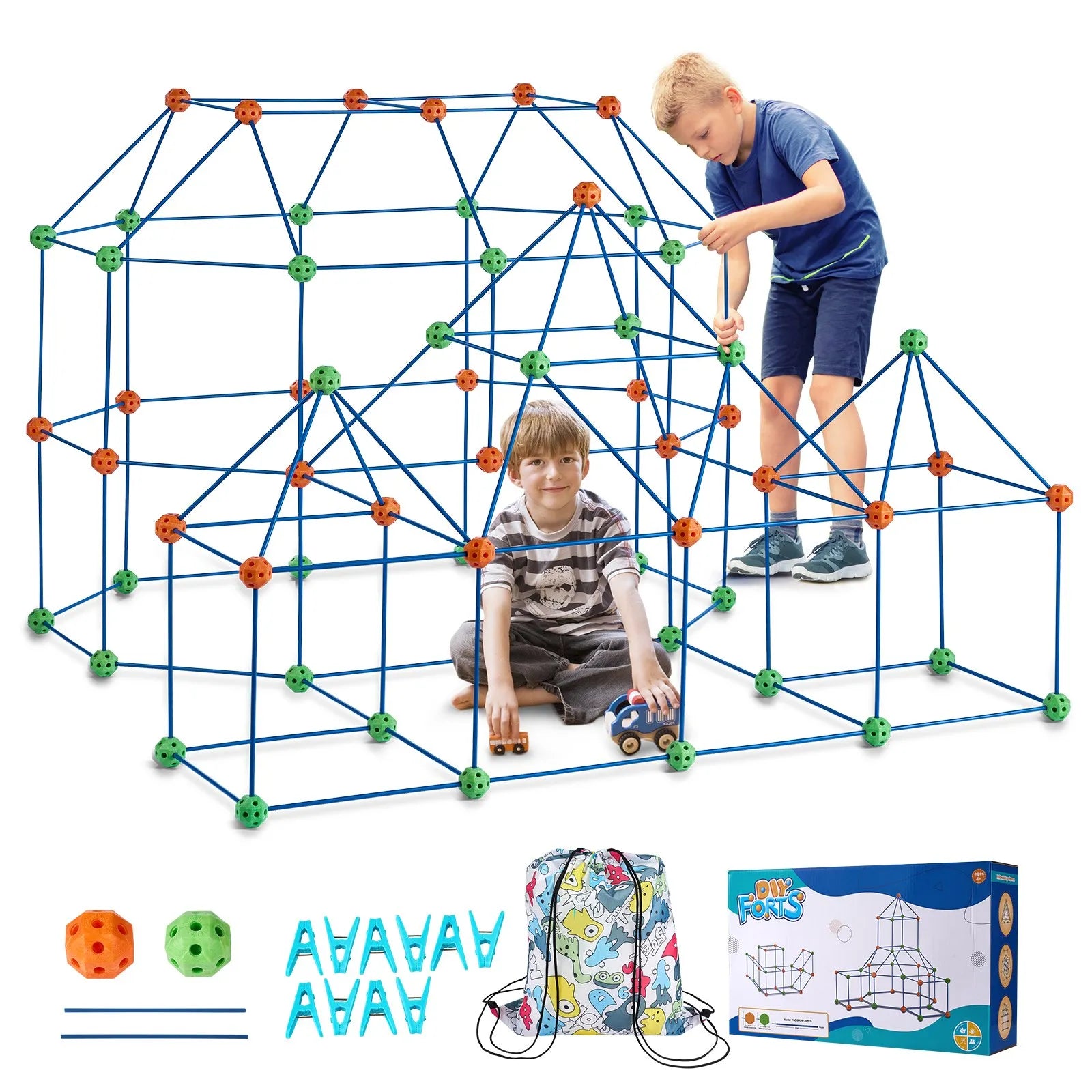 VEVOR Tent Fort Building Kit for Kids STEM Construction Toy Set Castle 180PCS