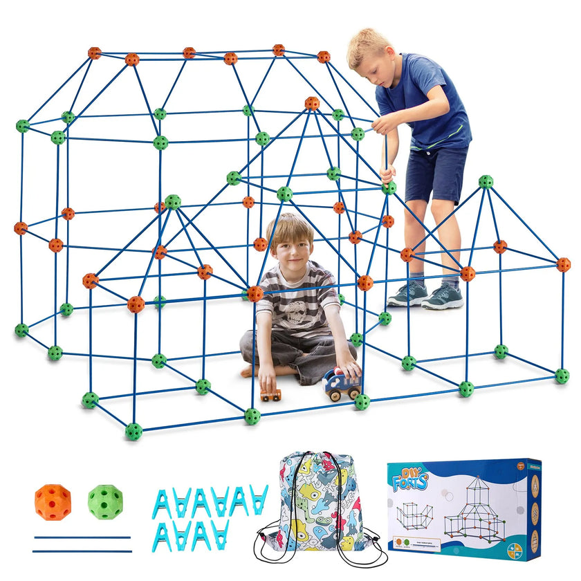 VEVOR Tent Fort Building Kit for Kids STEM Construction Toy Set Castle 180PCS