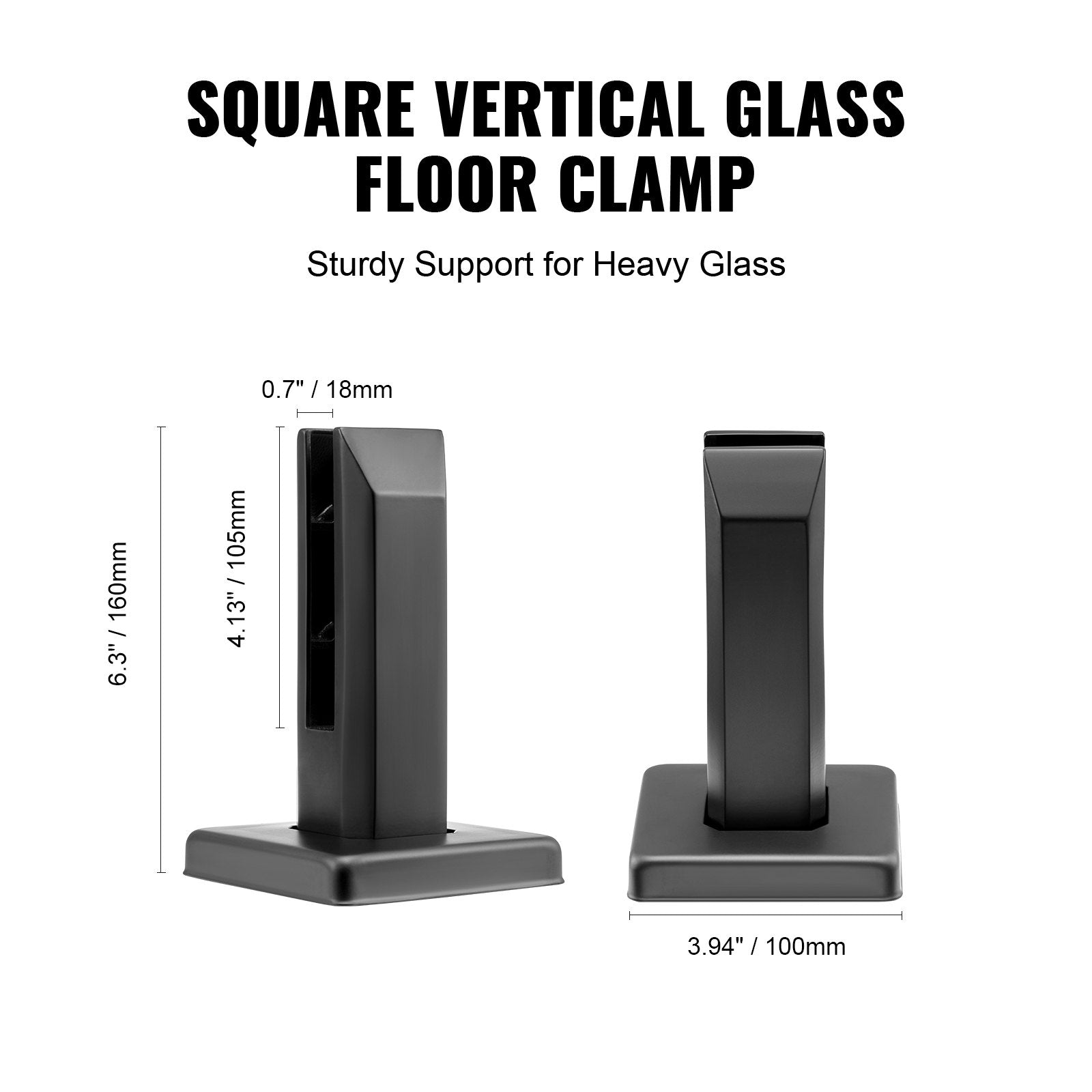 VEVOR Glass Clamp, 10 PCS Square Glass Railing Bracket for 0.31 