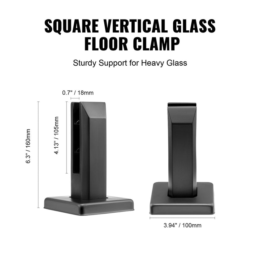 VEVOR Glass Clamp, 10 PCS Square Glass Railing Bracket for 0.31 