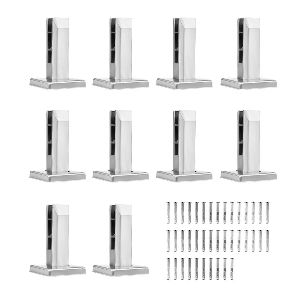 VEVOR Glass Clamp, 10 PCS Square Glass Railing Bracket for 0.31 