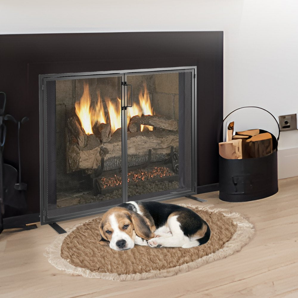 VEVOR Fireplace Screen 1 Panel with Door, Sturdy Iron Mesh Fireplace Screen, 38.98