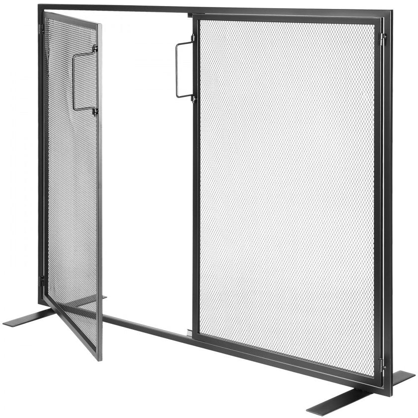 VEVOR Fireplace Screen 1 Panel with Door, Sturdy Iron Mesh Fireplace Screen, 38.98