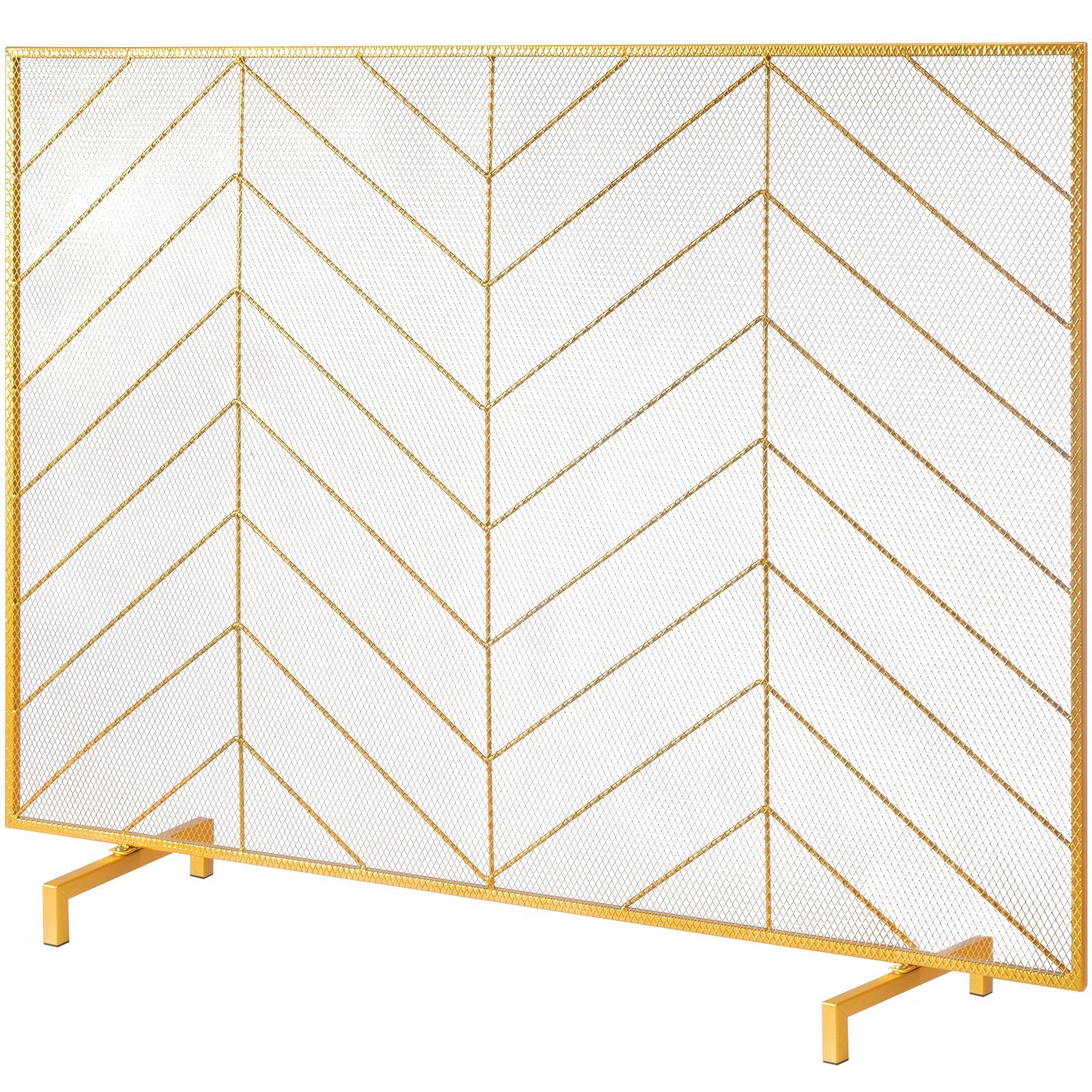VEVOR Fireplace Screen Single Panel, Sturdy Iron Mesh Fireplace Screen, 38.6