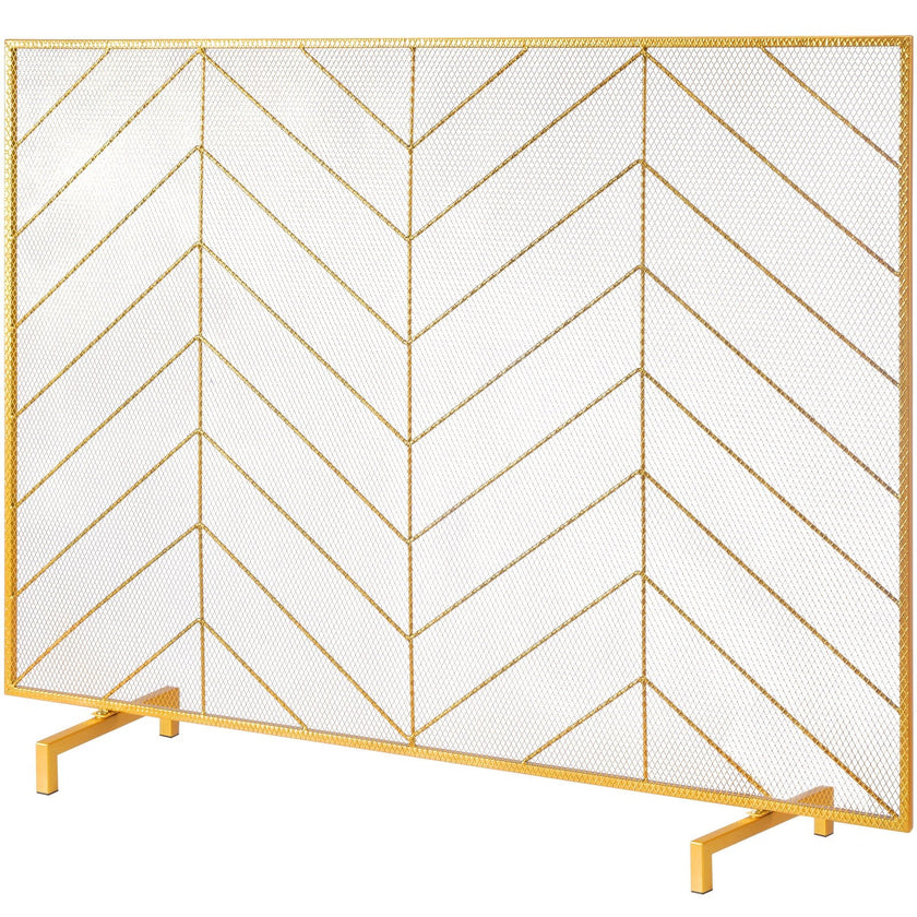 VEVOR Fireplace Screen Single Panel, Sturdy Iron Mesh Fireplace Screen, 38.6