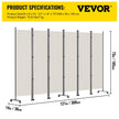 VEVOR 6 Panel Room Divider, 6 FT Tall, Freestanding & Folding Privacy Screen w/ Swivel Casters & Aluminum Alloy Frame, Oxford Bag Included, Room Partition for Office Home, 121