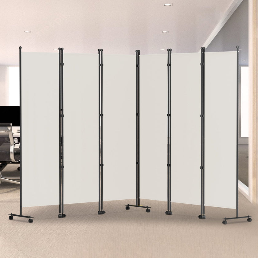 VEVOR 6 Panel Room Divider, 6 FT Tall, Freestanding & Folding Privacy Screen w/ Swivel Casters & Aluminum Alloy Frame, Oxford Bag Included, Room Partition for Office Home, 121