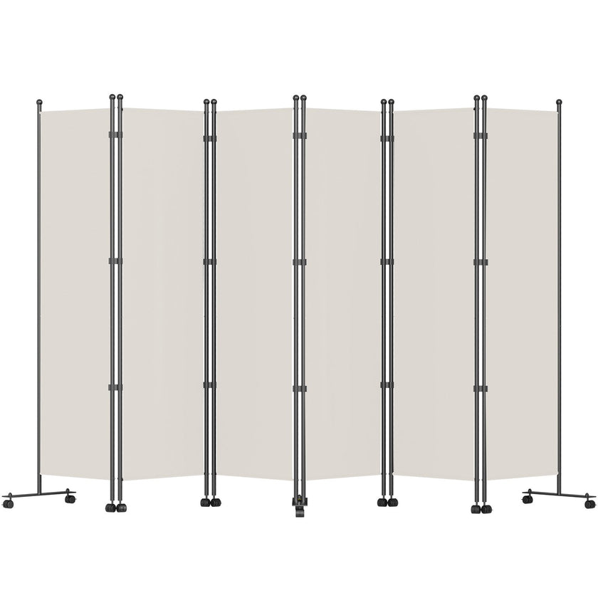 VEVOR 6 Panel Room Divider, 6 FT Tall, Freestanding & Folding Privacy Screen w/ Swivel Casters & Aluminum Alloy Frame, Oxford Bag Included, Room Partition for Office Home, 121
