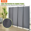 VEVOR Room Divider, 5.6 ft Room Dividers and Folding Privacy Screens (4-panel), Fabric Partition Room Dividers for Office, Bedroom, Dining Room, Study, Freestanding, Grey