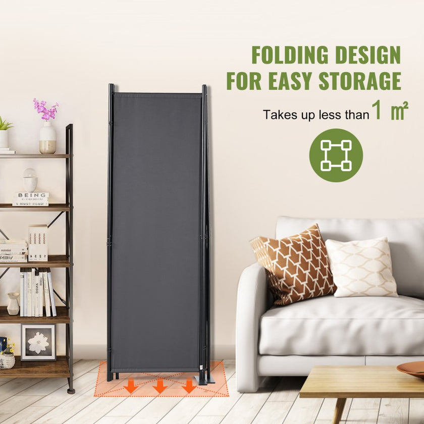 VEVOR Room Divider, 5.6 ft Room Dividers and Folding Privacy Screens (4-panel), Fabric Partition Room Dividers for Office, Bedroom, Dining Room, Study, Freestanding, Grey