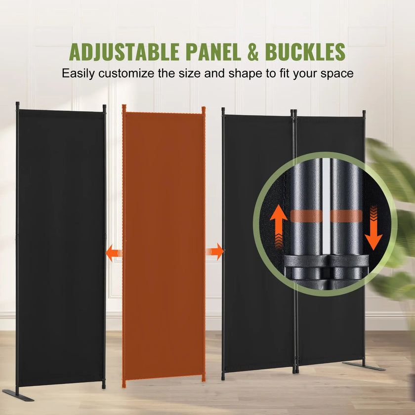 VEVOR Room Divider 4-Panel Folding Privacy Screen Fabric Partition Office Black