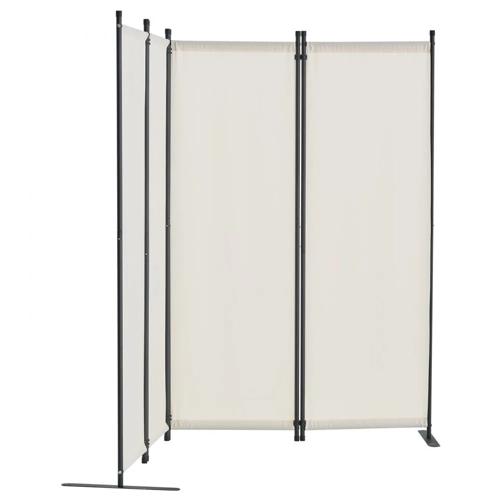 VEVOR Room Divider 4-Panel Folding Privacy Screen Fabric Partition Office White