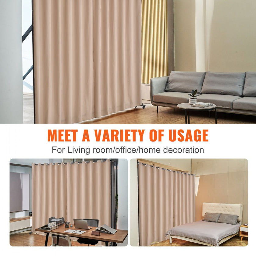 VEVOR Room Divider Portable Panel Room Divider with Wheels Privacy Screen Brown