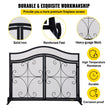 VEVOR Fireplace Screen, 39 x 26.6 Inch, Double Door Iron Freestanding Spark Guard with Support, Metal Mesh Craft, Broom Tong Shovel Poker Included for Fireplace Decoration & Protection, Black
