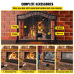 VEVOR Fireplace Screen, 39 x 26.6 Inch, Double Door Iron Freestanding Spark Guard with Support, Metal Mesh Craft, Broom Tong Shovel Poker Included for Fireplace Decoration & Protection, Black