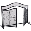 VEVOR Fireplace Screen, 39 x 26.6 Inch, Double Door Iron Freestanding Spark Guard with Support, Metal Mesh Craft, Broom Tong Shovel Poker Included for Fireplace Decoration & Protection, Black