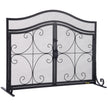 VEVOR Fireplace Screen, 39 x 26.6 Inch, Double Door Iron Freestanding Spark Guard with Support, Metal Mesh Craft, Broom Tong Shovel Poker Included for Fireplace Decoration & Protection, Black