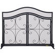 VEVOR Fireplace Screen, 39 x 26.6 Inch, Double Door Iron Freestanding Spark Guard with Support, Metal Mesh Craft, Broom Tong Shovel Poker Included for Fireplace Decoration & Protection, Black
