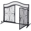 VEVOR Fireplace Screen, 39 x 26.6 Inch, Double Door Iron Freestanding Spark Guard with Support, Metal Mesh Craft, Broom Tong Shovel Poker Included for Fireplace Decoration & Protection, Black