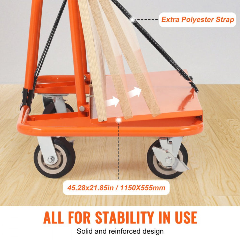 VEVOR Drywall Cart, 3000 LBS Panel Dolly Cart with 45.28