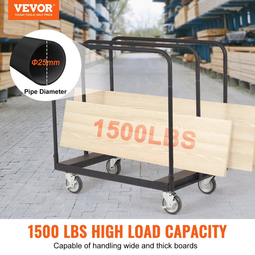 VEVOR Drywall Cart, 1500 LBS Panel Dolly Cart with 36.02