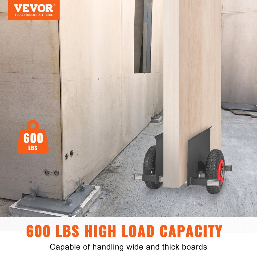 VEVOR Panel Dolly, 600LBS Capacity Slab Dolly, Heavy-duty Drywall Mover with 8