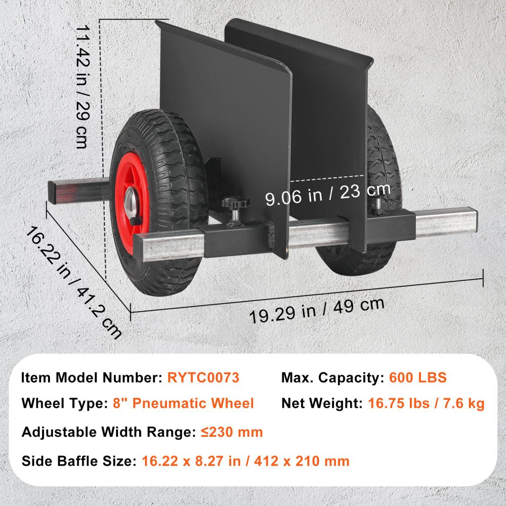 VEVOR Panel Dolly, 600LBS Capacity Slab Dolly, Heavy-duty Drywall Mover with 8
