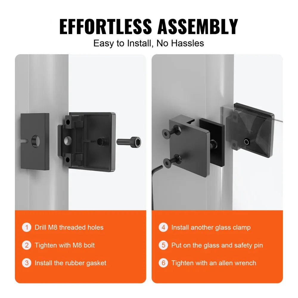 VEVOR Glass Clamp, 40 PCS Square Glass Railing Bracket for 0.31 