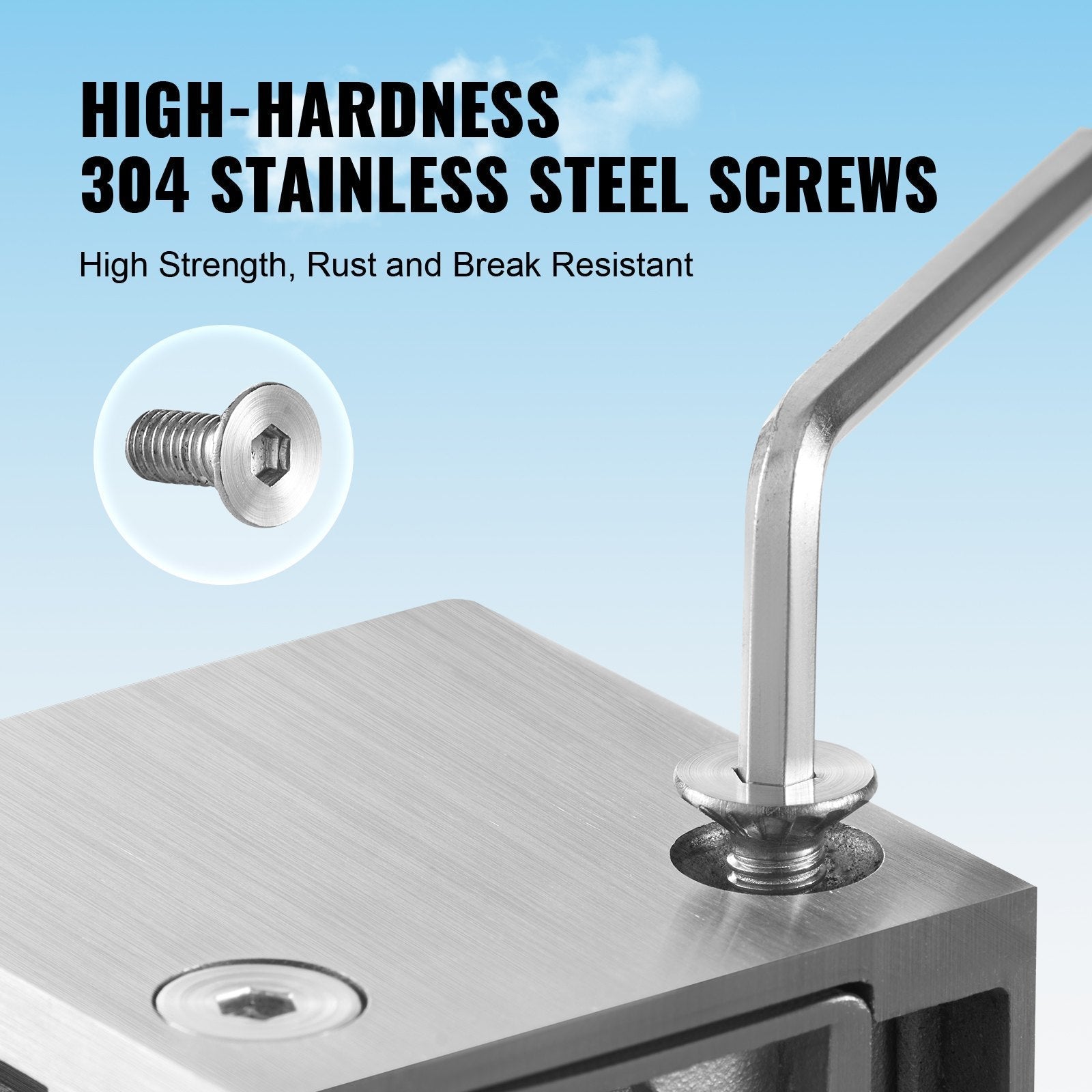 VEVOR Glass Clamp, 4 PCS Square Glass Railing Bracket for 0.31 