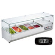 VEVOR Refrigerated Condiment Prep Station, 140 W Countertop Refrigerated Condiment Station, with 3 1/3 Pans & 4 1/6 Pans, 304 Stainless Body and PC Lid, Sandwich Prep Table with Glass Guard, ETL